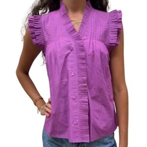 LOVE THE LABEL | Dana Blouse Bright Orchid Purple Ruffle Flutter Sleeve | Small